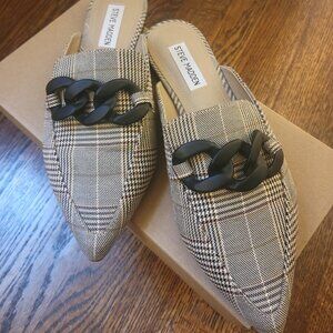 Steve Madden Black Plaid Mules Size 8.5
